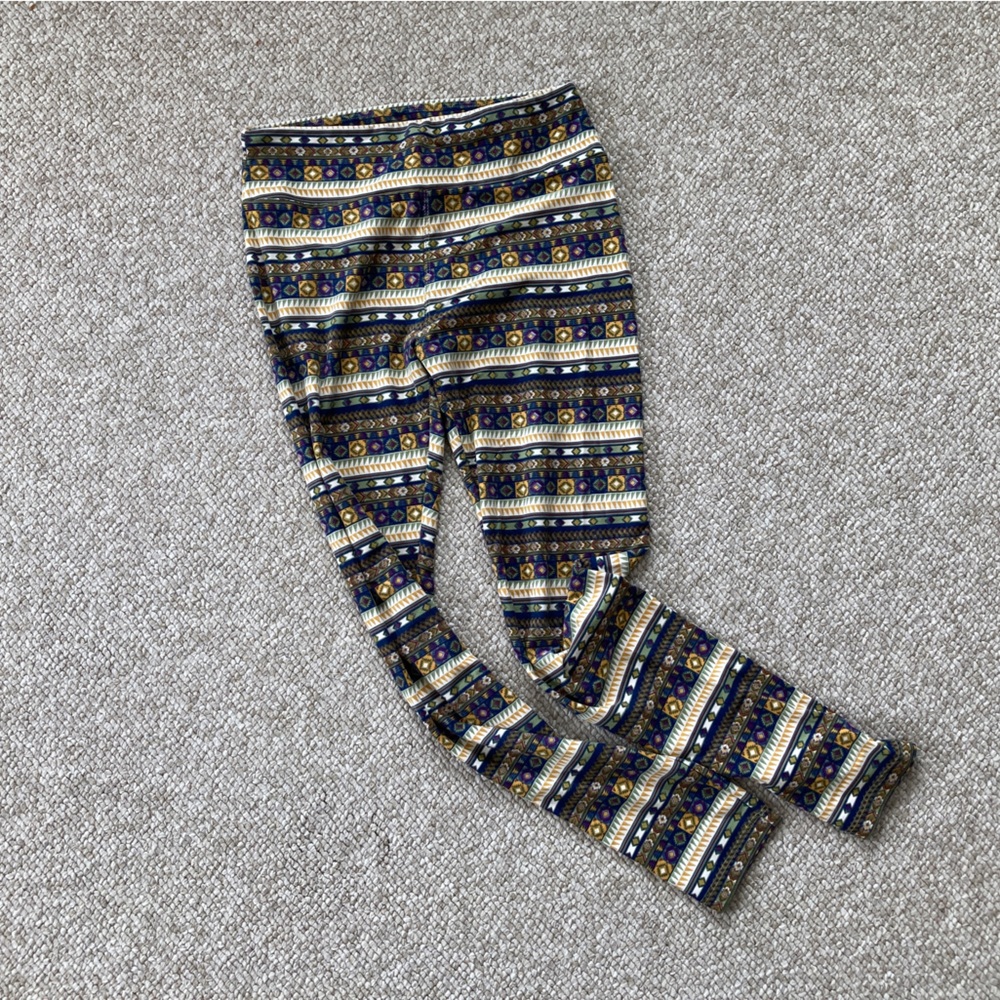 LulaRoe OS Stripe/Geometric Print Leggings